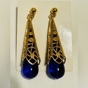 VINTAGE AVON EARRINGS*MODERN BLUE FILIGREE EARRINGS WITH SURGICAL